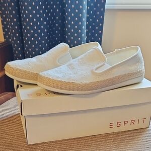Esprit White Eyelet Slip-on Shoes, Espadrilles